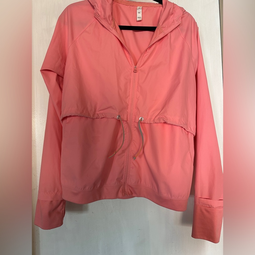 Coral Pink Hooded Windbreaker Jacket